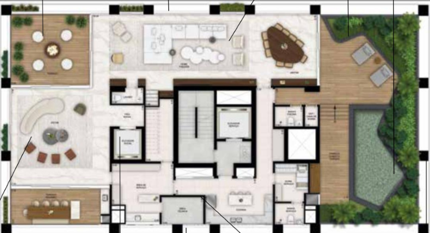 Planta 14 - 4 dorm 609m² - duplex garden inferior