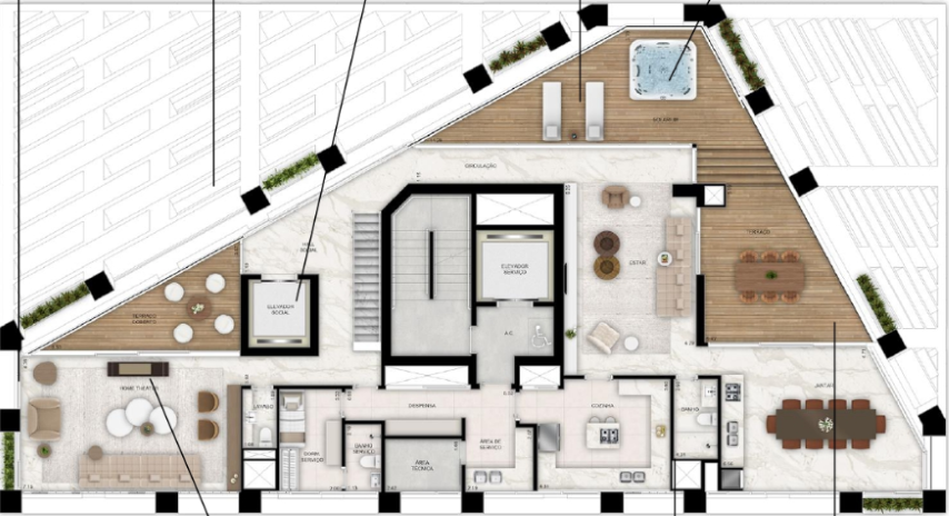 Planta 13 - 4 dorm 550m² - cobertura duplex superior