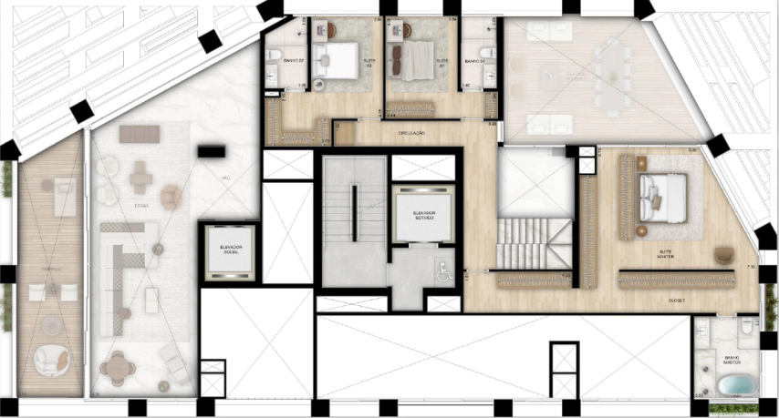 Planta 08 - 4 dorm 515m² - duplex superior