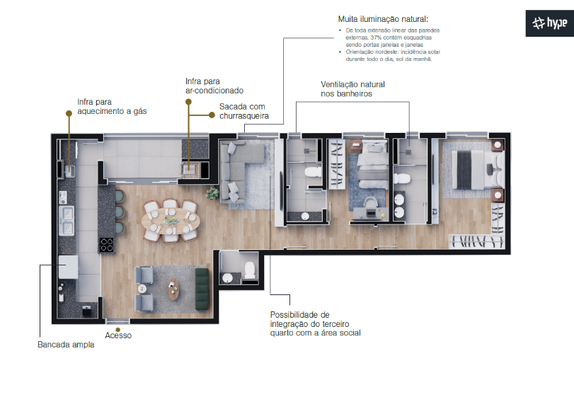 Planta 05 - 2 dorm 93,45m² - opção