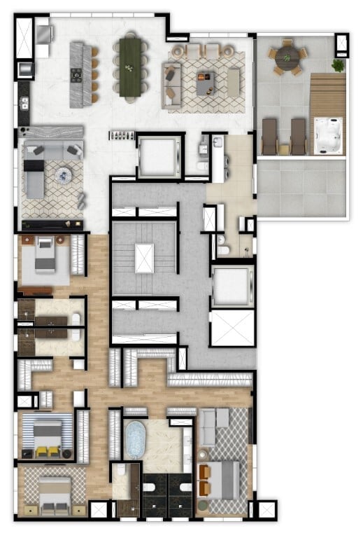 Planta 11 - 4 dorm 271m² - garden