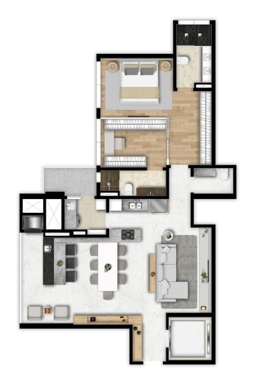 Planta 01 - 1 dorm 125m²