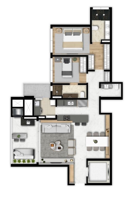 Planta 02 - 2 dorm 125m²