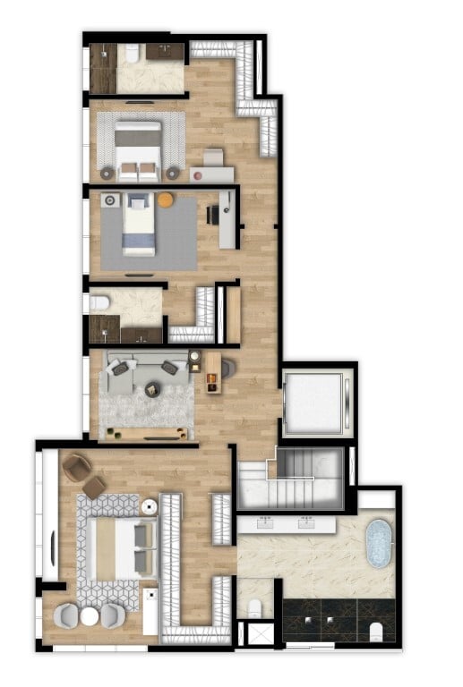 Planta 16 - 3 dorm 315m² - duplex superior