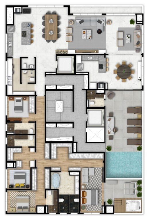 Planta 12 - 4 dorm 318m² - garden