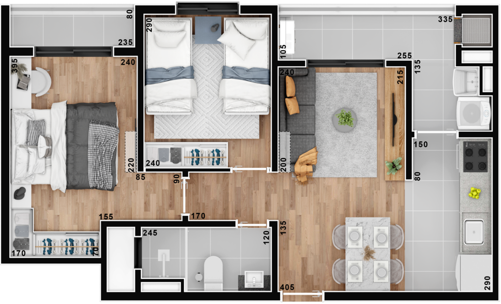 Planta 03 - 2 dorm 51 89m²