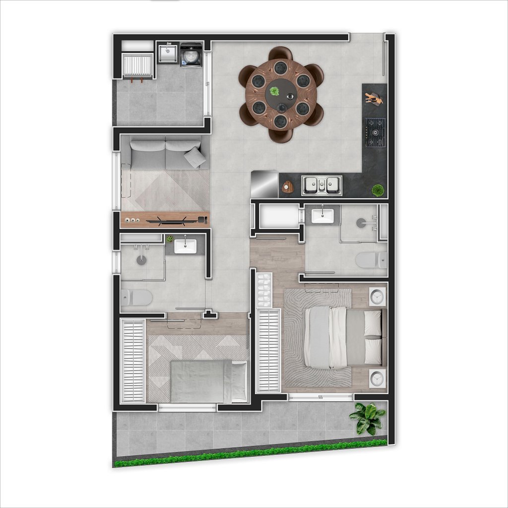 Planta 05 - 2 dorm 64m²