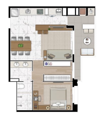 Planta 05 - 1 dorm 63m²