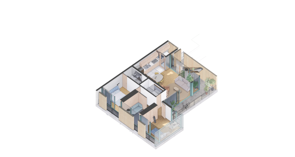 Planta 07 - 2 dorms 206,95m2 - unidade 21 - cobertura inferior