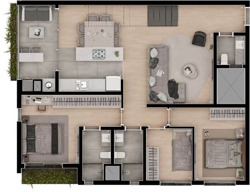 Planta 11 - 3 dorm 181,68m - cobertura duplex - inferior