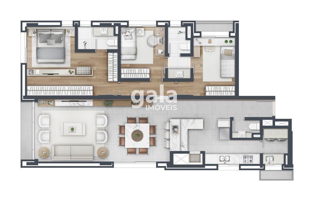 Planta 03 - 3 dorm 124m