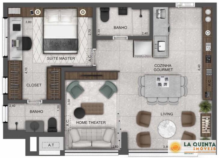 Planta 05 - 1 dorm 62m - opo