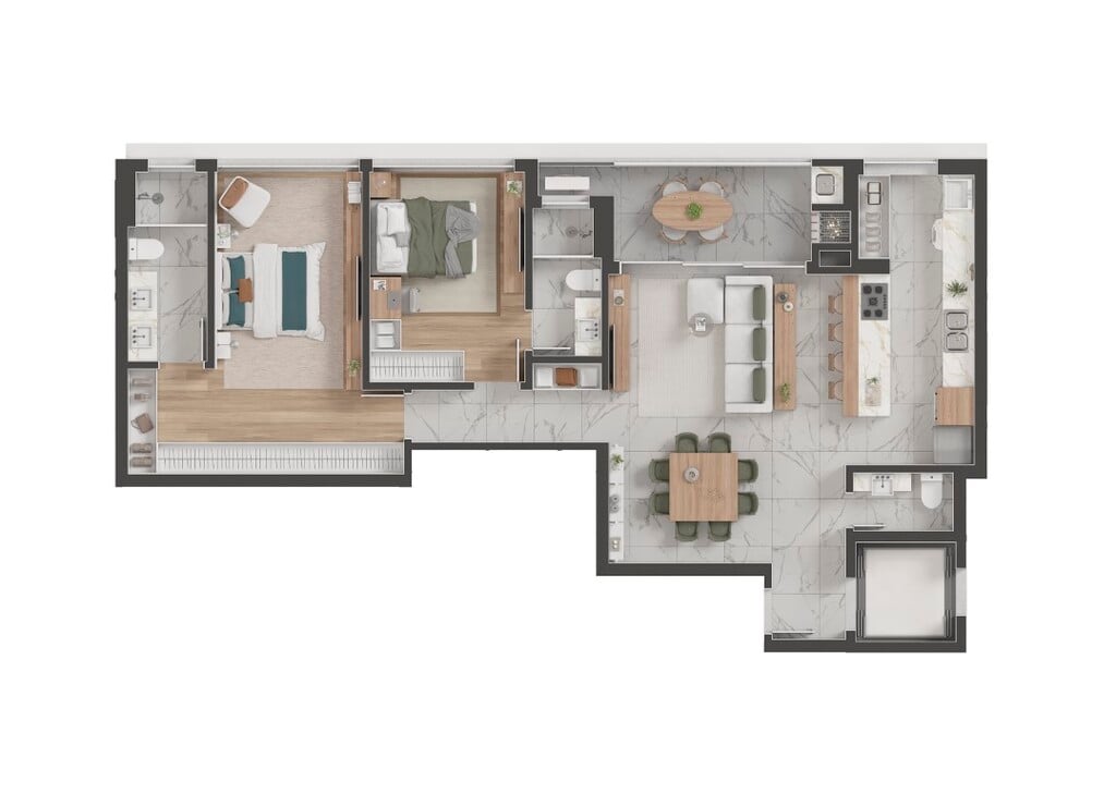 Planta 01 - 2 dorm 111,47m