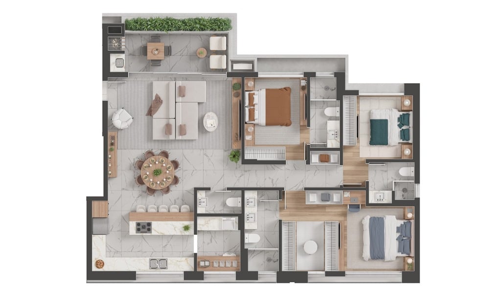 Planta 02 - 3 dorm 138,07m