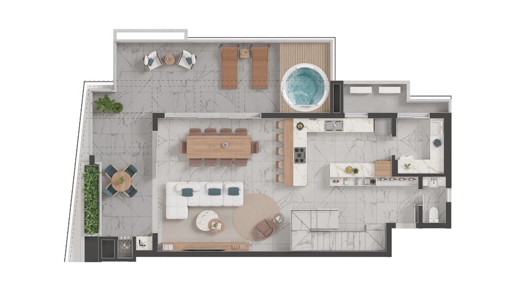 Planta 04 - 3 dorm 208,94m - cobertura duplex - inferior