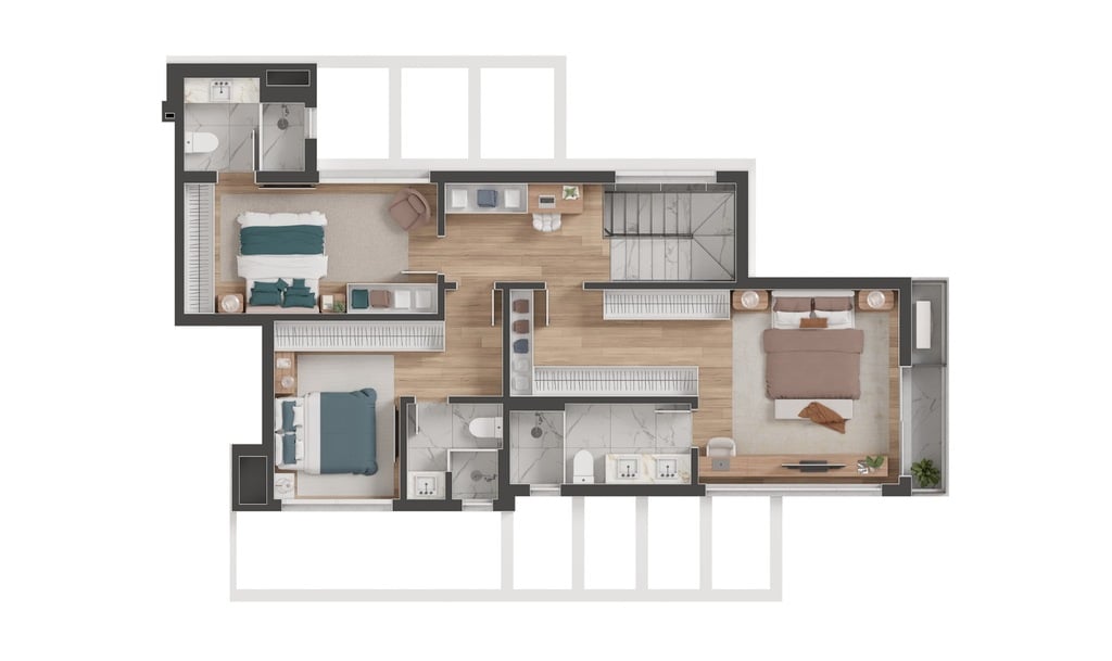 Planta 08 - 3 dorm 225,69m - cobertura duplex - superior