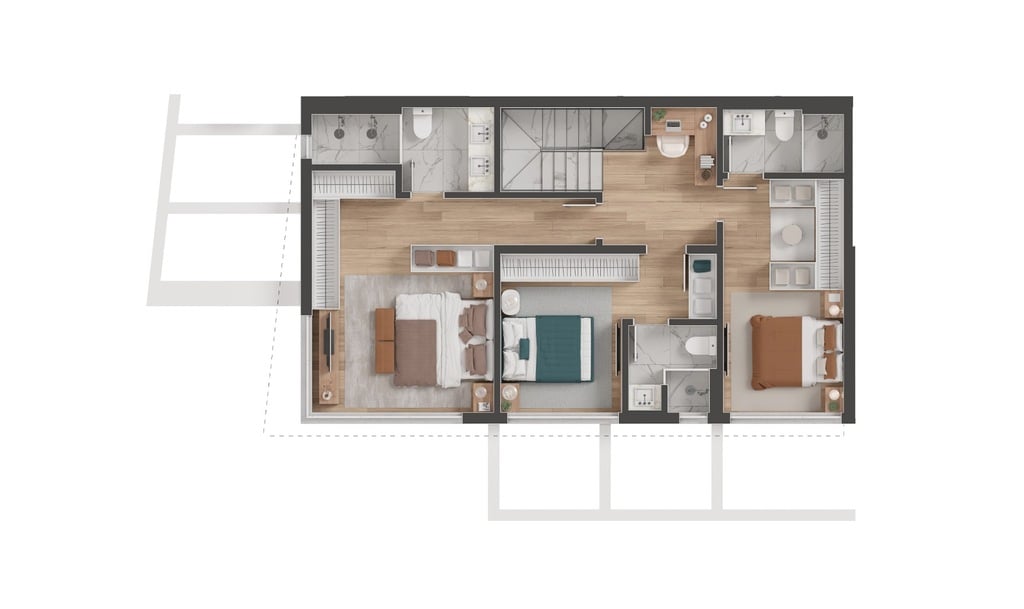 Planta 10 - 3 dorm 225,78m - cobertura duplex - superior