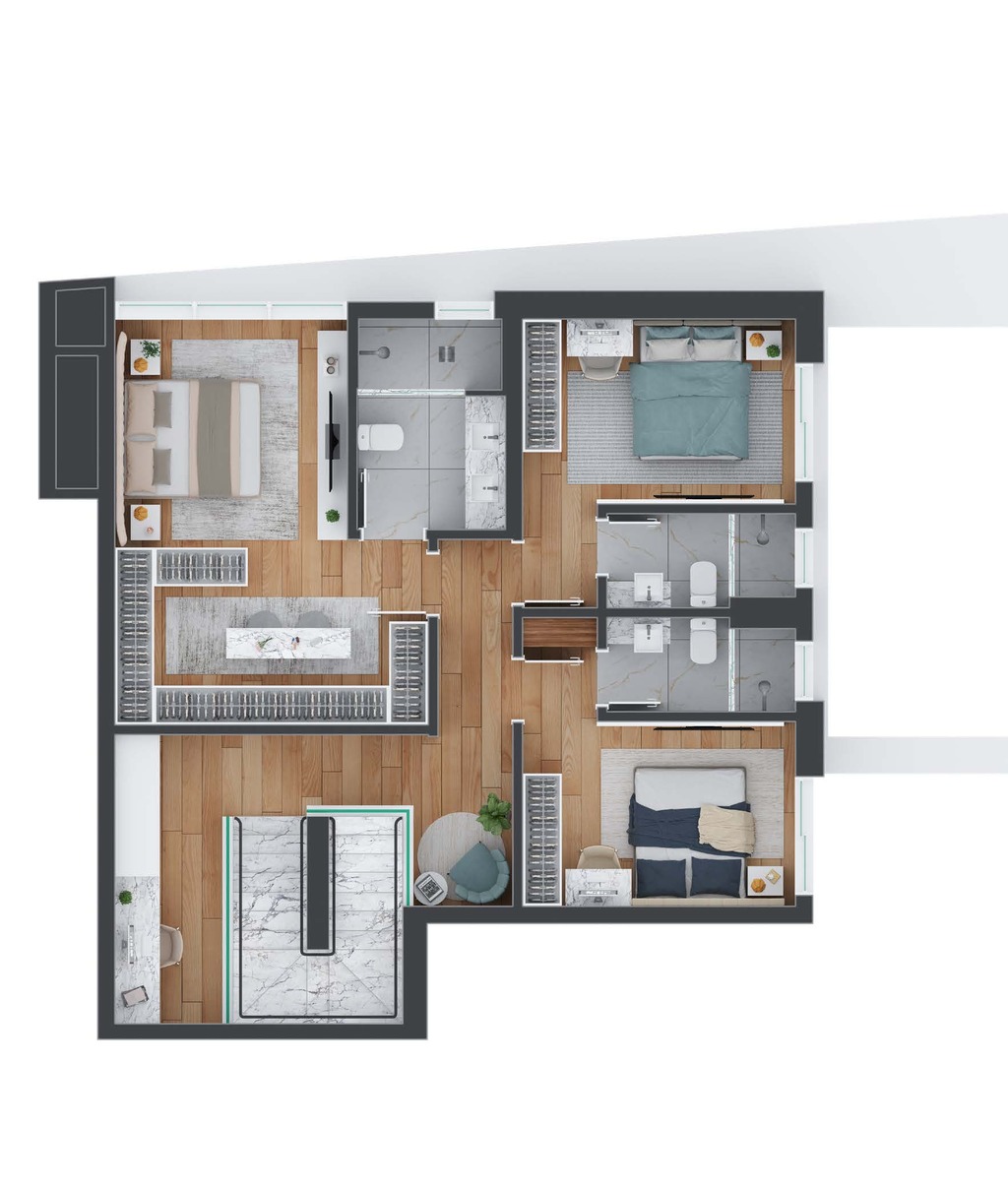 Planta 09 - 3 dorm 216m - cobertura duplex - superior