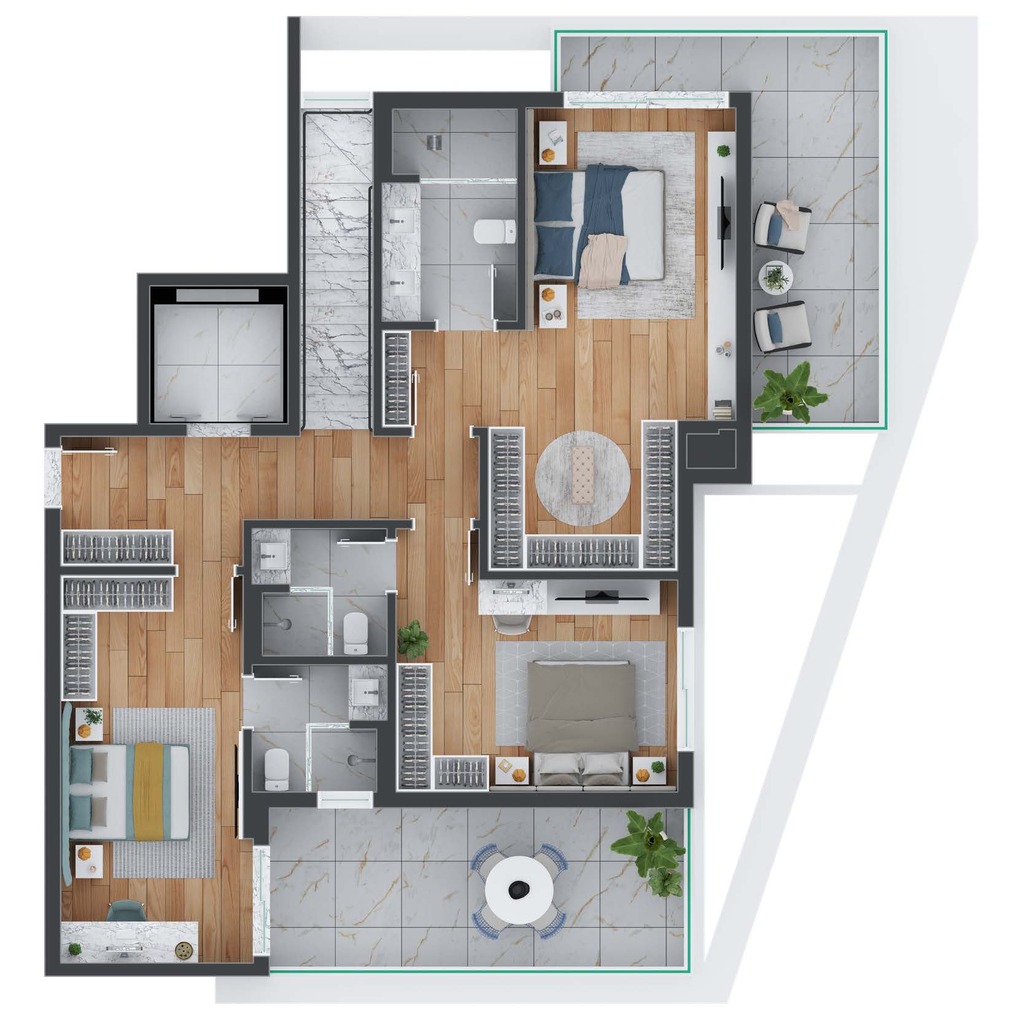 Planta 13 - 3 dorm 283m - cobertura duplex - superior