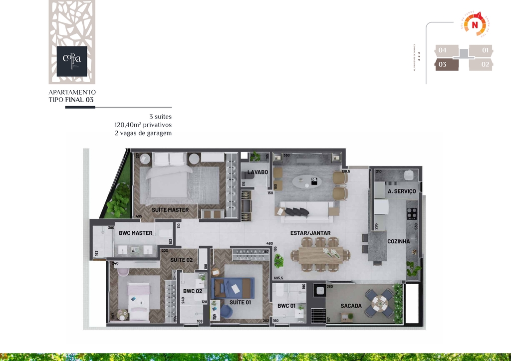 Planta 04 - 3 dorm 120 40m