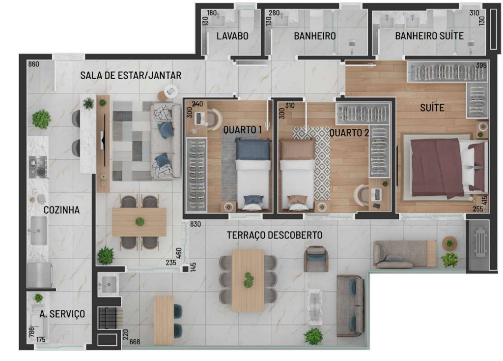 Planta 05 - 3 dorm 102 08m