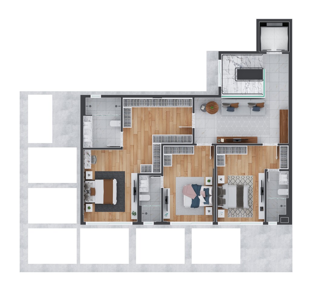 Planta 10 - 3 dorm 294,67m - cobertura duplex - superior