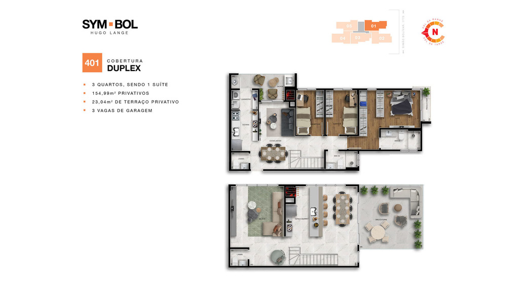 Planta 17 - 3 dorm 154 99m - cobertura duplex