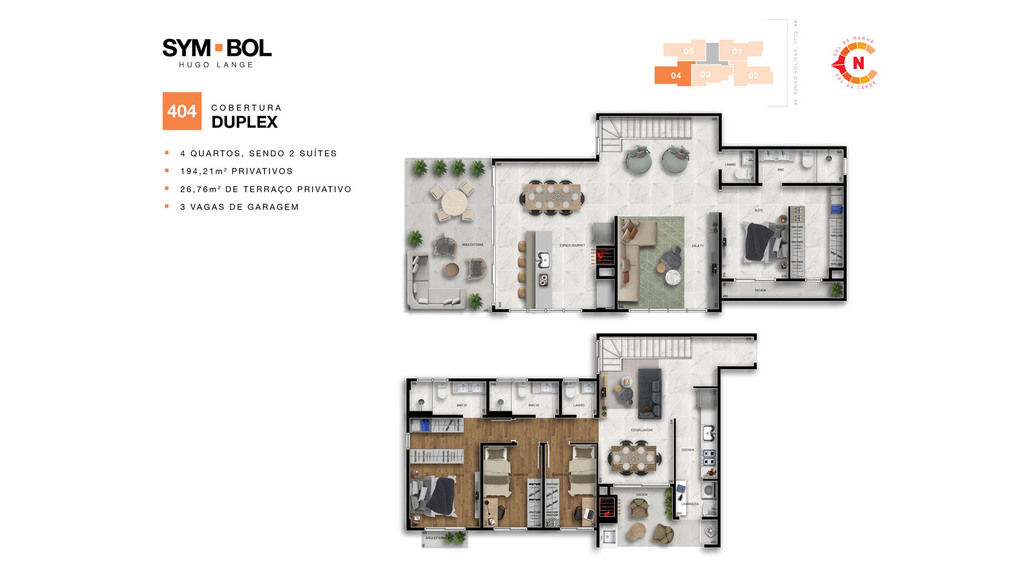 Planta 19 - 4 dorm 194 21m - cobertura duplex