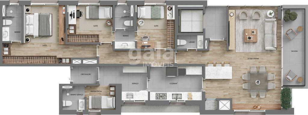 Planta 05 - 3 dorm 161m