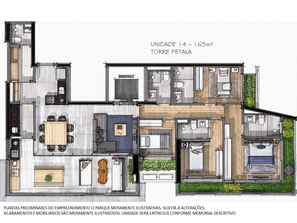 Planta 04 - 4 dorm 165m