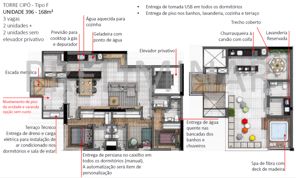 Planta 04 - 3 dorm 168m - cobertura duplex