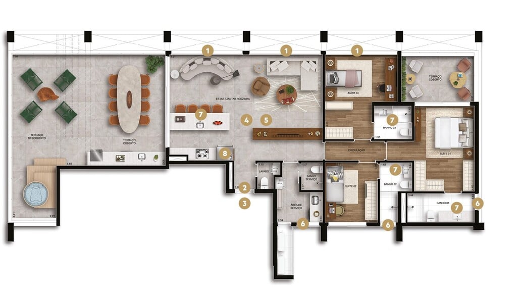 Planta 11 - 3 dorm 192m - cobertura horizontal