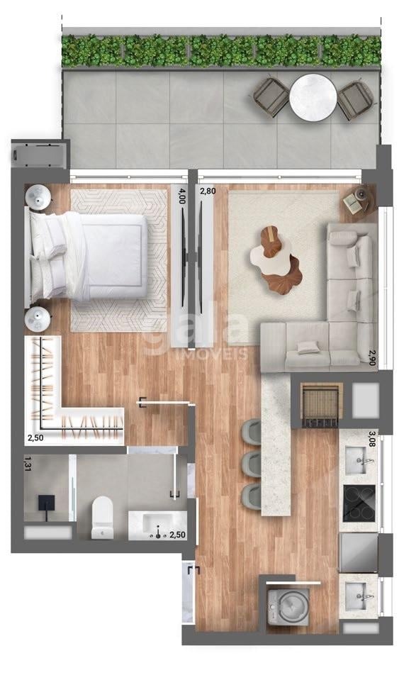 Planta 04 - 1 dorm 48,75m