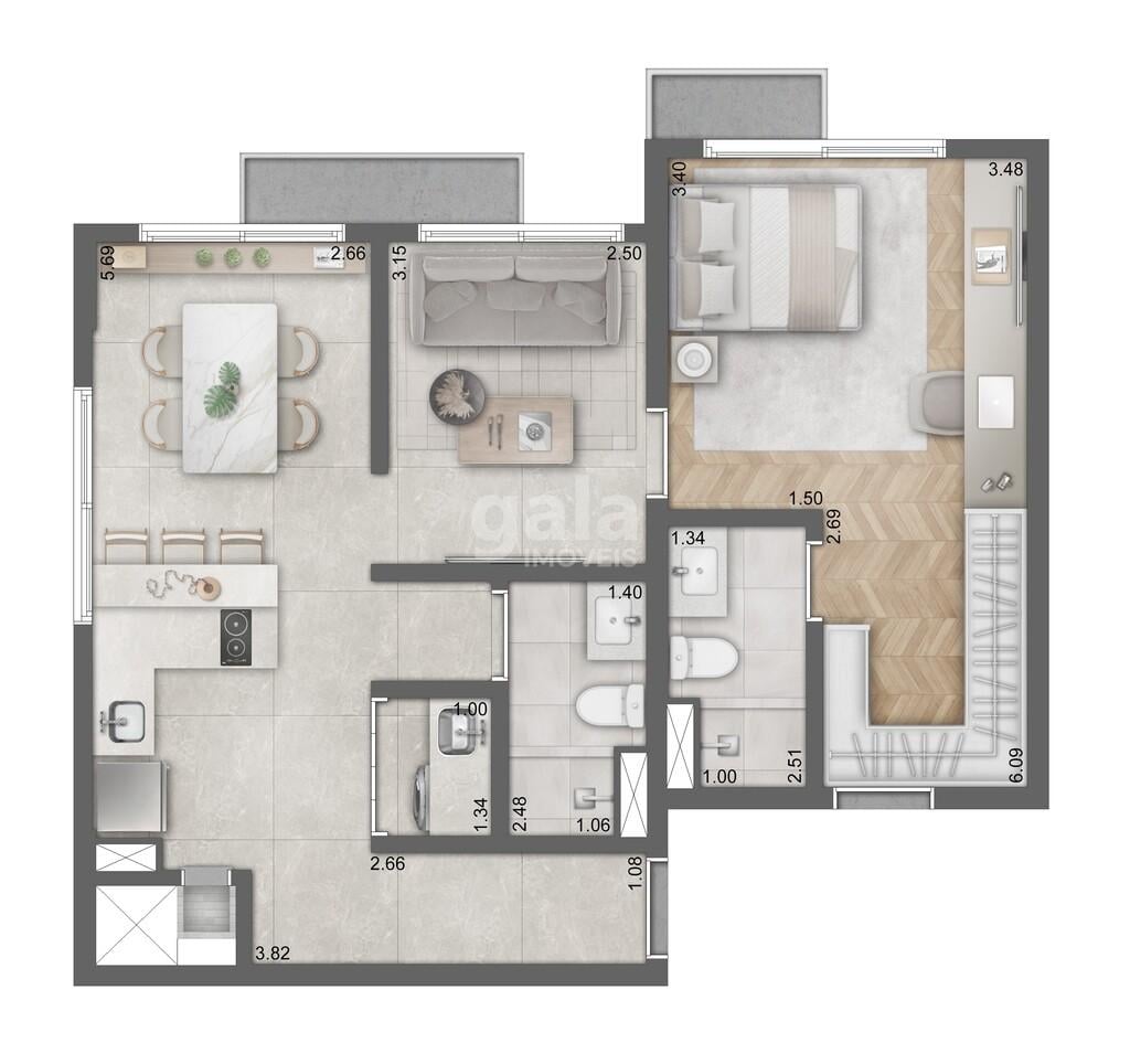 Planta 05 - 1 dorm 68m - juno