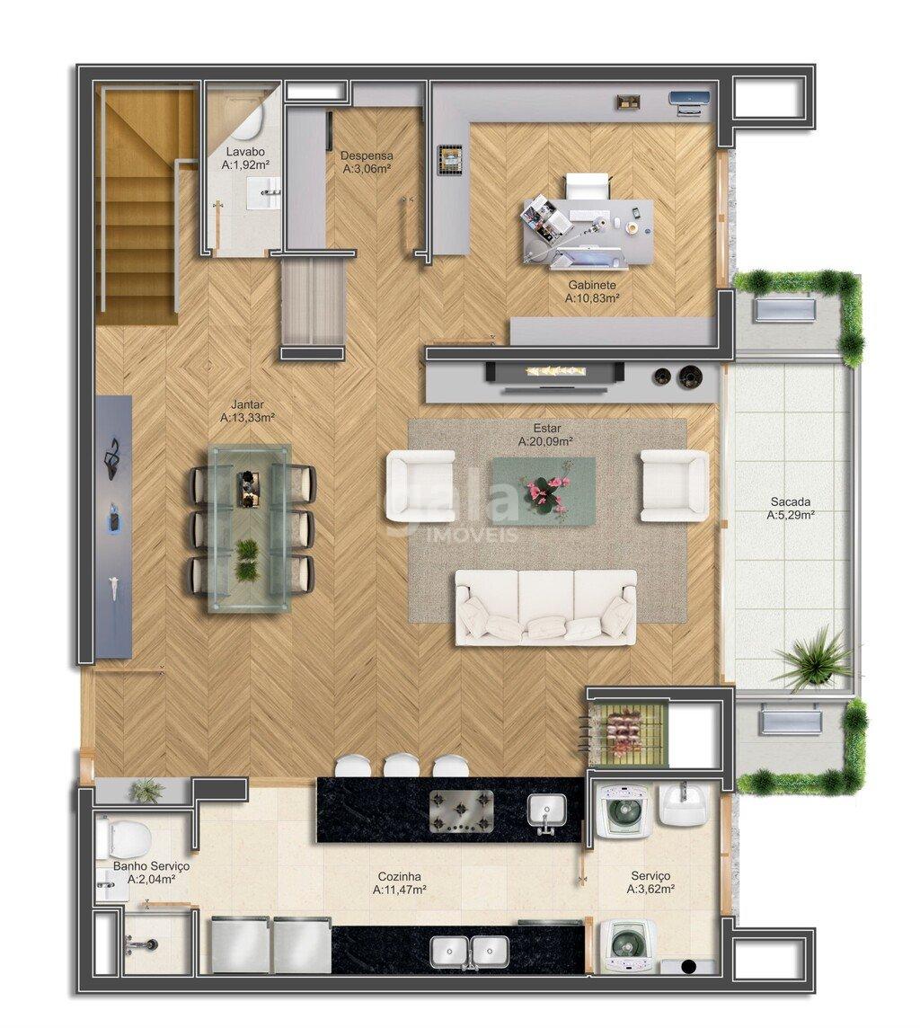 Planta 07 - 2 dorm 173m - duplex inferior - opo office