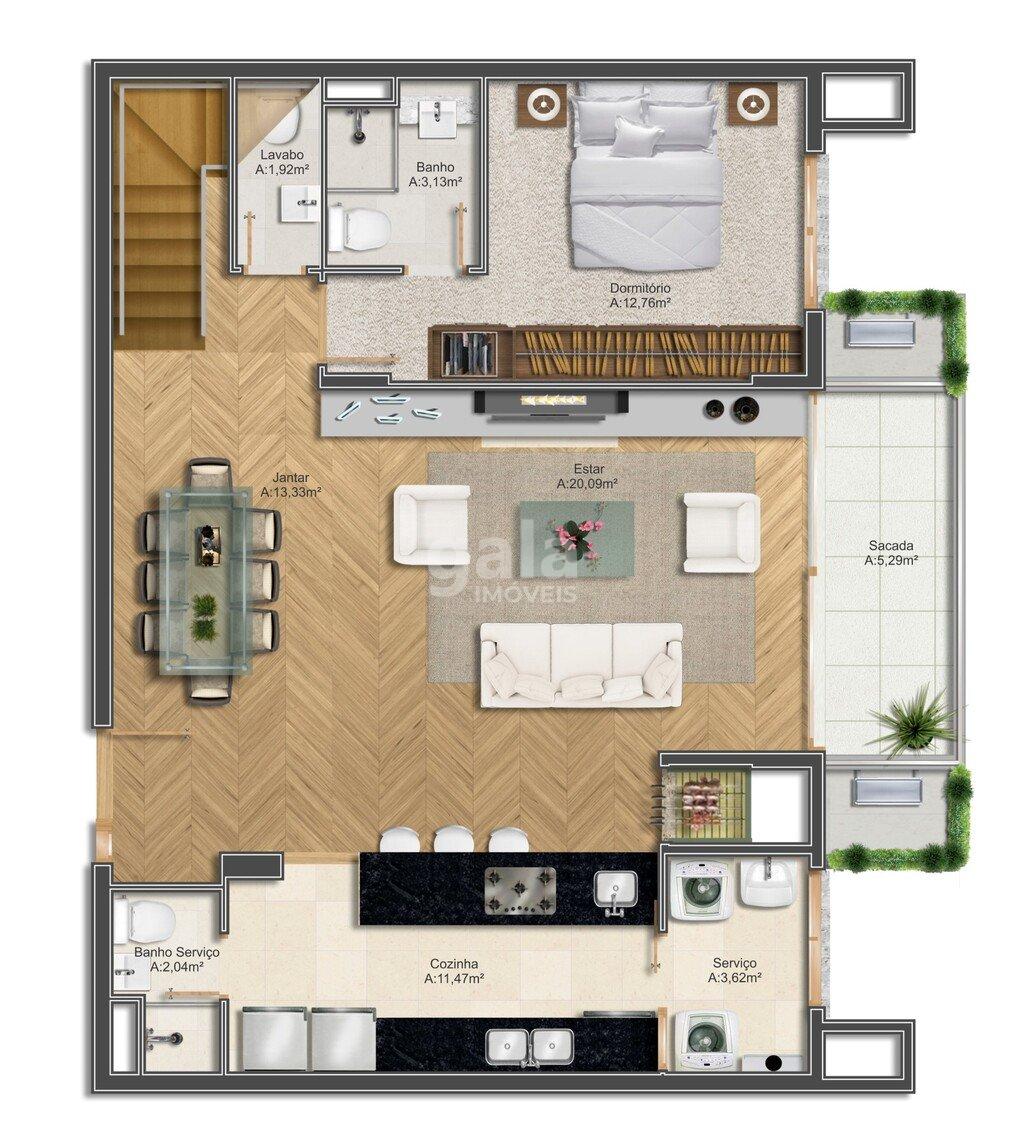 Planta 06 - 3 dorm 173m - duplex inferior