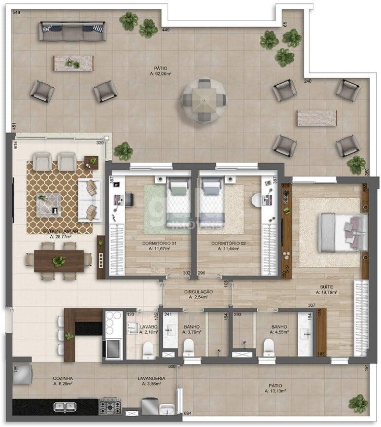 Planta 03 - 3 dorm 193 72m