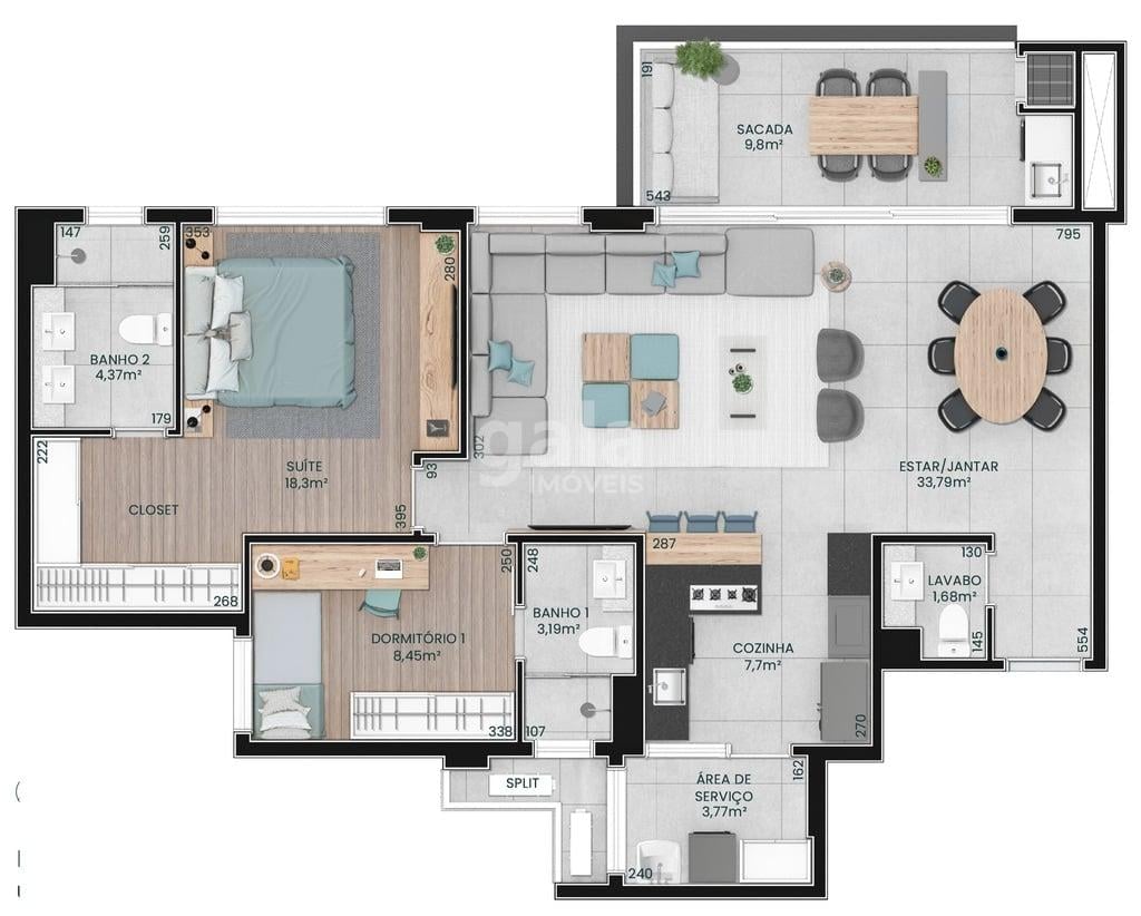 Planta 06 - 2 dorm 110m - opo