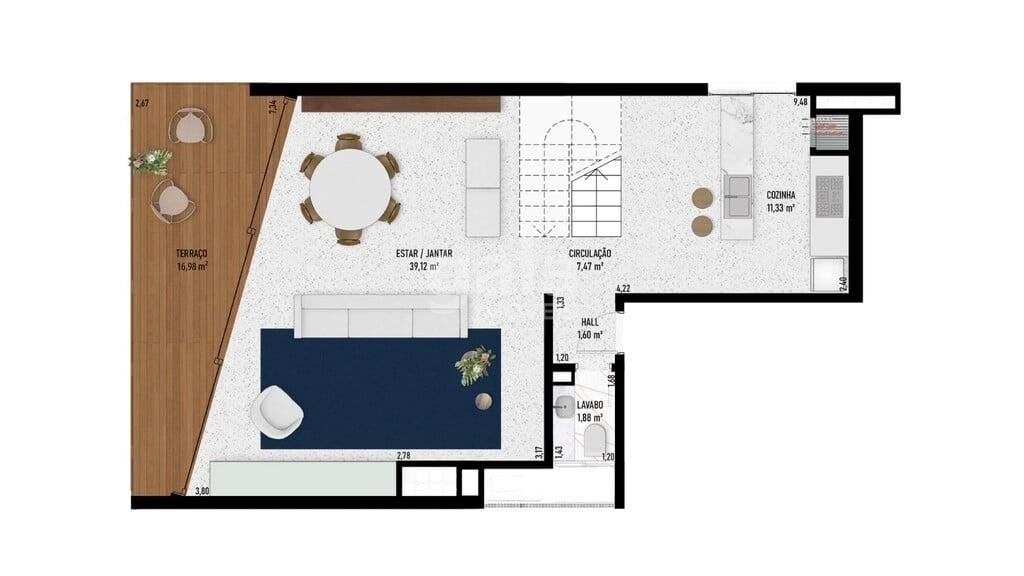 Planta 17 - 3 dorm 162,76m - cobertura duplex - inferior