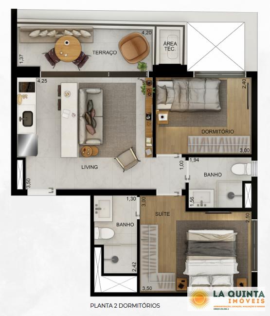 Planta 03 - 2 dorm 53,85m