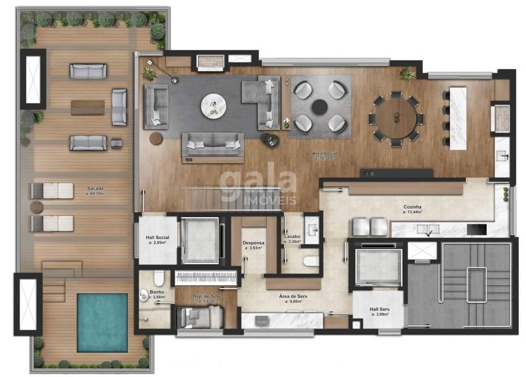 Planta 04 - 4 dorm 344m - cobertura duplex - inferior