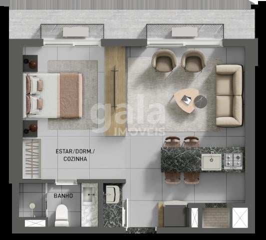 Planta 02 - 1 dorm 44 33m - studio