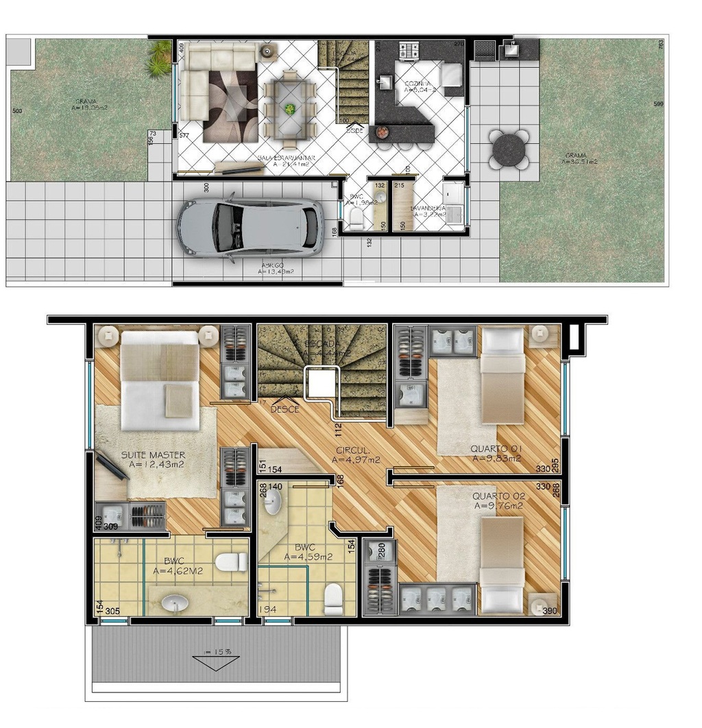 Planta 01 - 3 dorm 121m