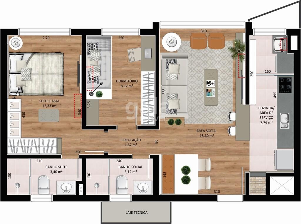 Planta 04 - 2 dorm 68m