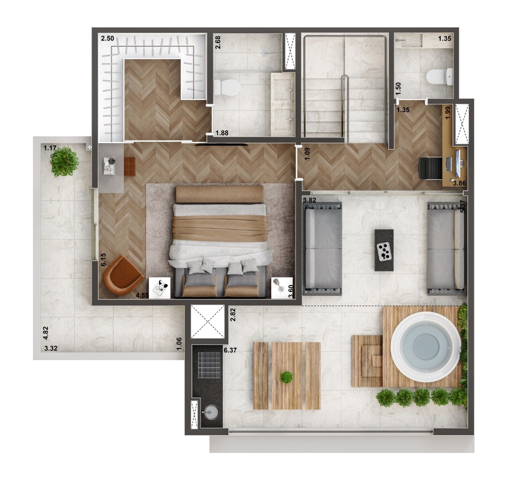 Planta 05 - 3 dorm 163m - cobertura duplex - superior