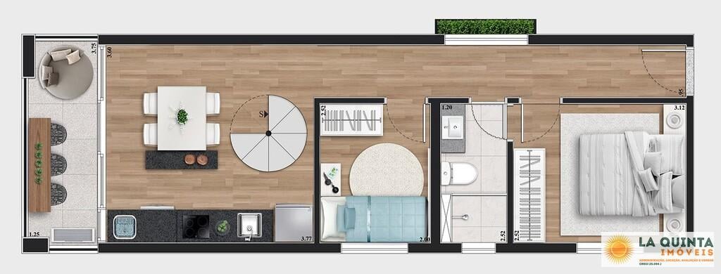 Planta 12 - 2 dorm 95,29m - cobertura duplex - inferior