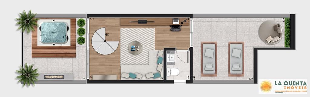 Planta 13 - 2 dorm 95,29m - cobertura duplex - superior