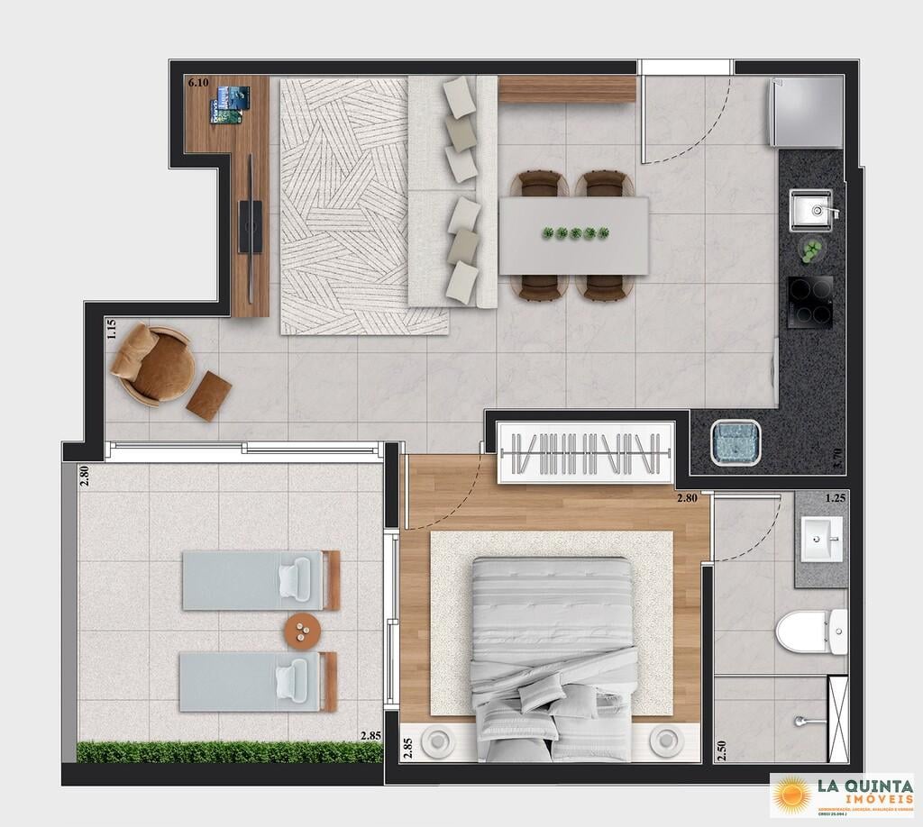 Planta 07 - 1 dorm 46,39m