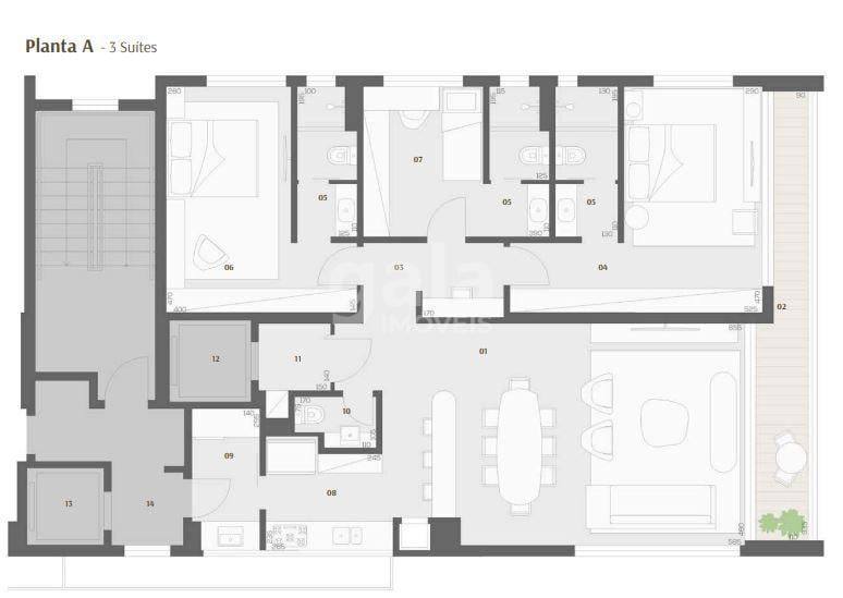 Planta 06 - 3 dorm 133m