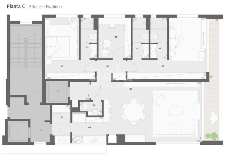 Planta 08 - 3 dorm 133m - opo 2